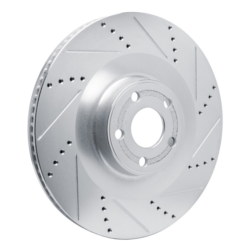 Ford Mustang Mach-E Brake Rotor (1) - Front Right - R1 Concepts - Drilled & Slotted - Silver - `21-`25